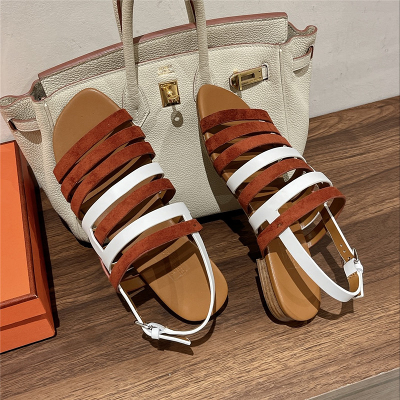 H**me5 ephese sandal in brown suede and calfskin