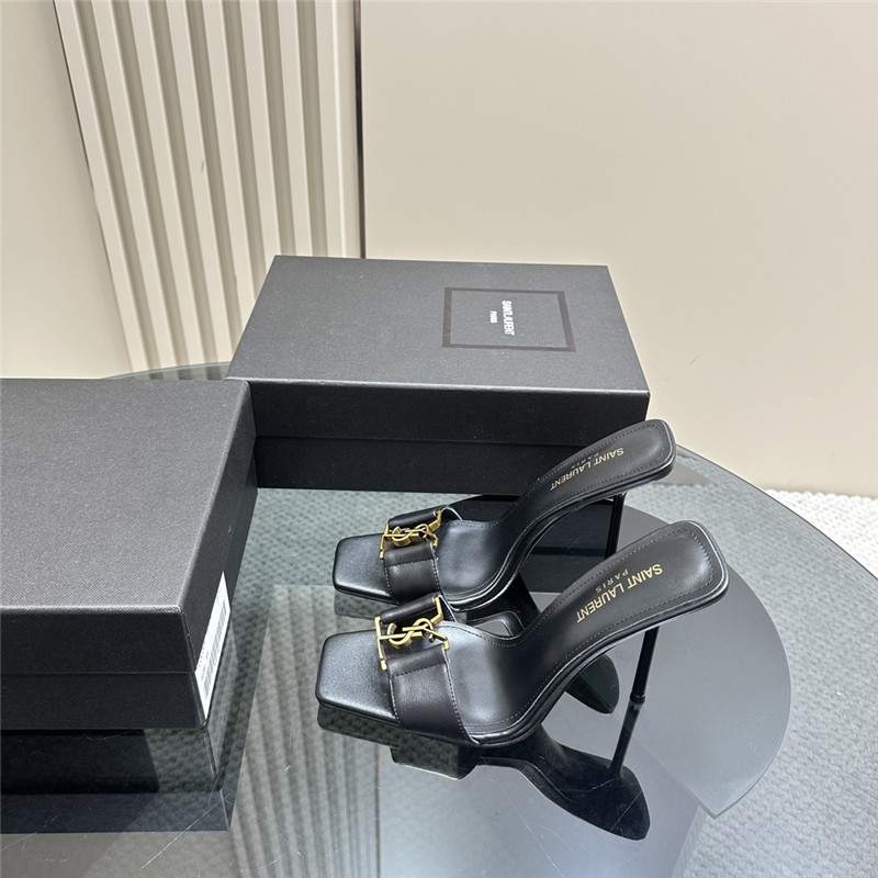 Sa1nt Lau*nt square toe babylon mules in black calfskin