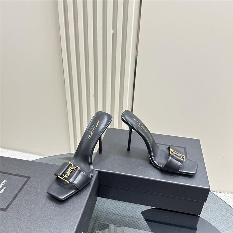 Sa1nt Lau*nt square toe babylon mules in black calfskin