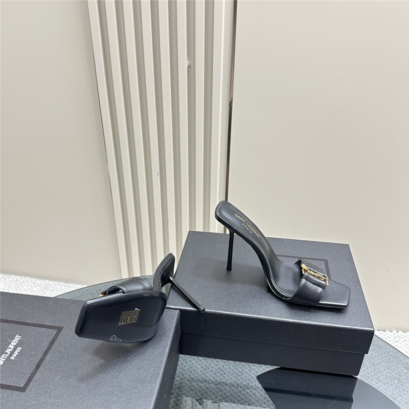 Sa1nt Lau*nt square toe babylon mules in black calfskin