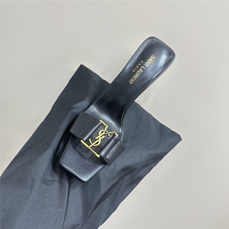 Sa1nt Lau*nt square toe babylon mules in black calfskin