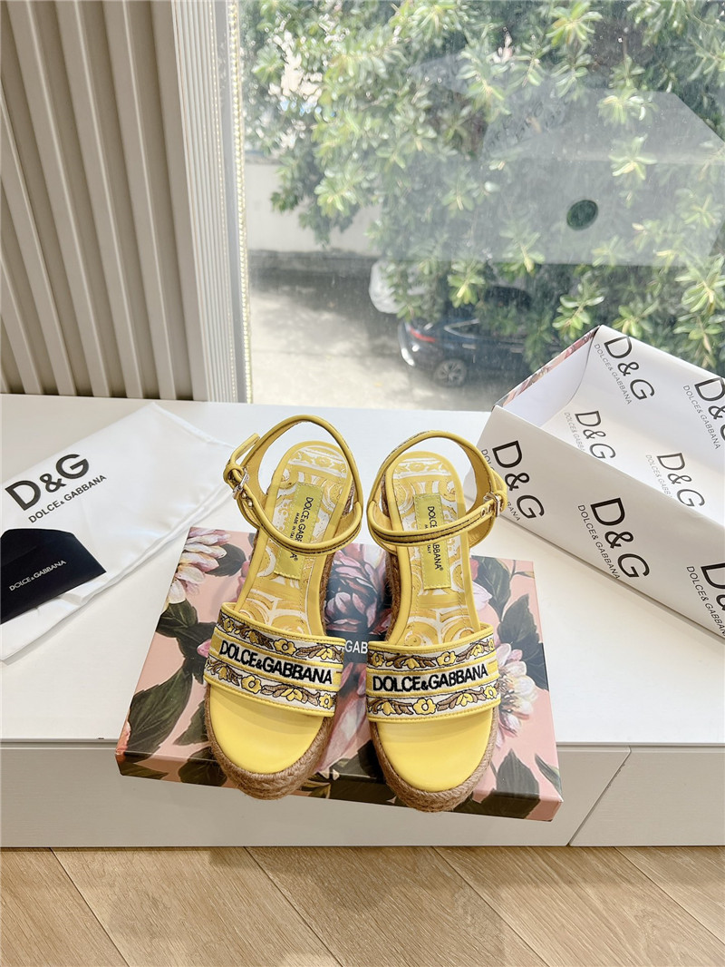 Dolce & Gabbana Wedge Sandals with Majolica Embroidery