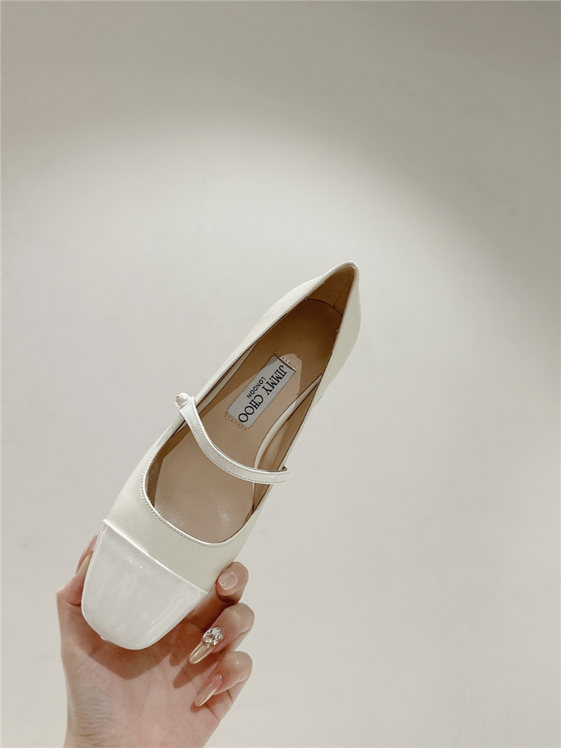 J1m*y Ch00 elisa 45 white nappa and patent leather pumps