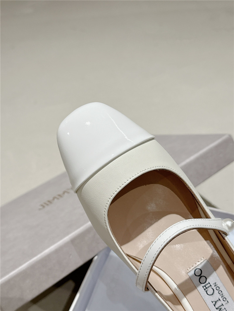 J1m*y Ch00 elisa 45 white nappa and patent leather pumps