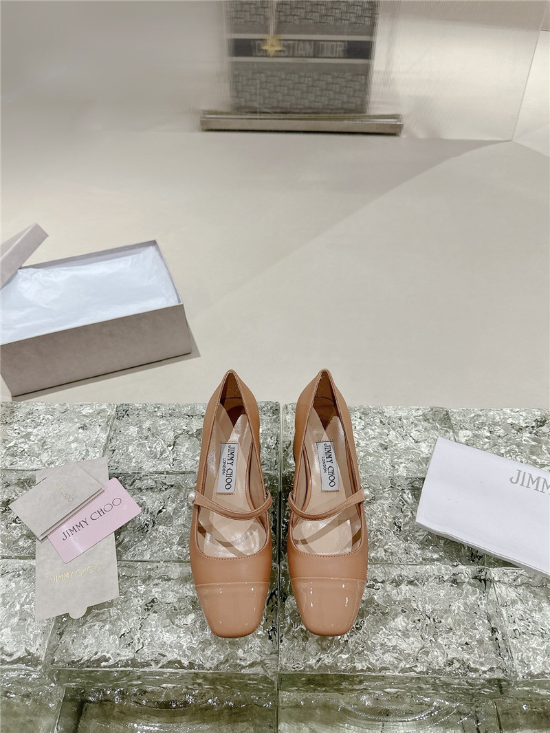 J1m*y Ch00 elisa 45 pink nappa and patent leather pumps