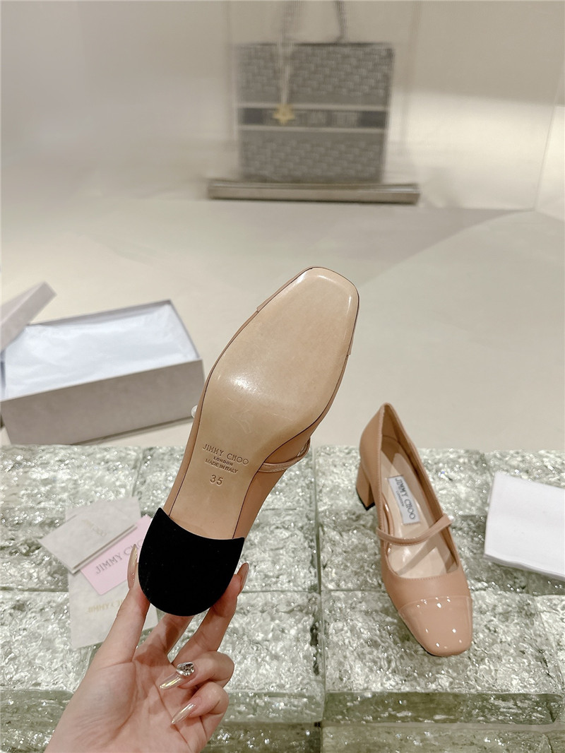 J1m*y Ch00 elisa 45 pink nappa and patent leather pumps