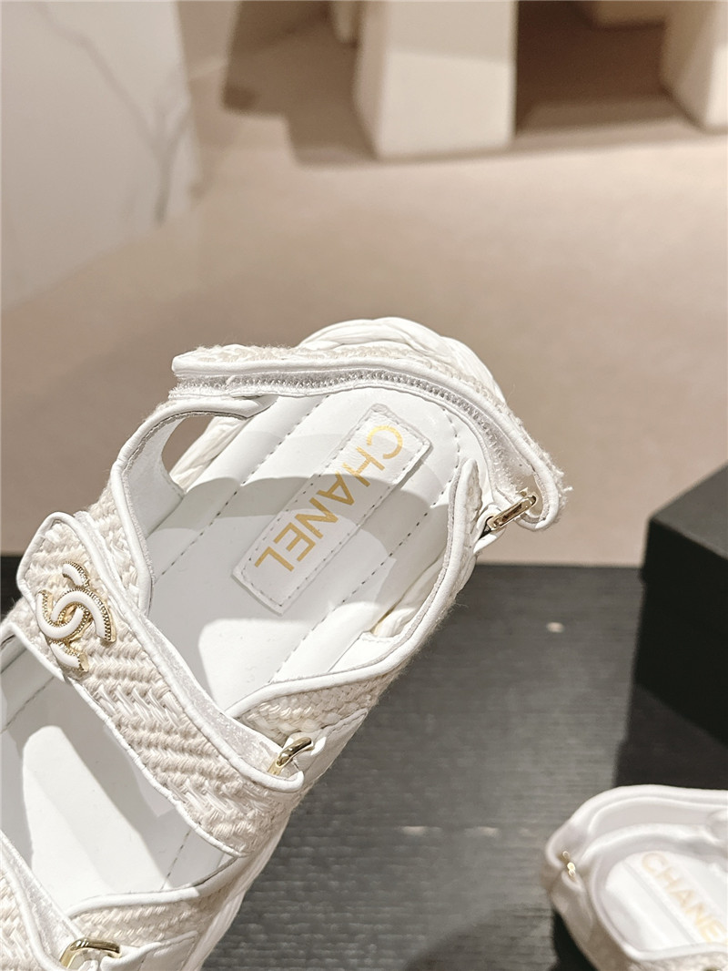 Ch**el crochet velcro straps beach sandals white