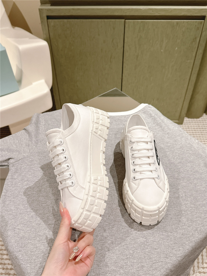 Pra*a double wheel re-nylon gabardine sneakers in white