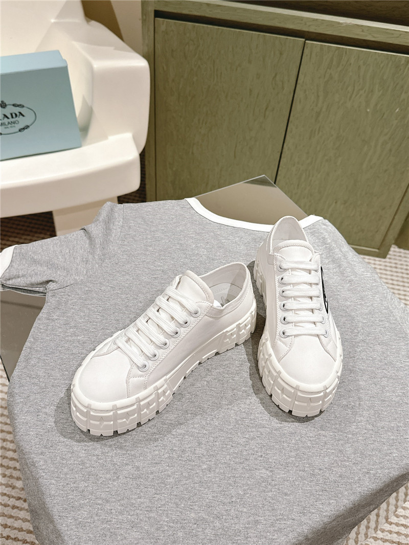 Pra*a double wheel re-nylon gabardine sneakers in white