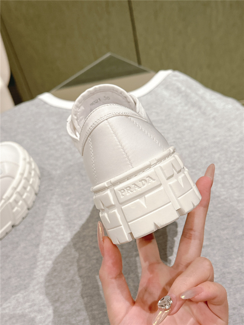 Pra*a double wheel re-nylon gabardine sneakers in white