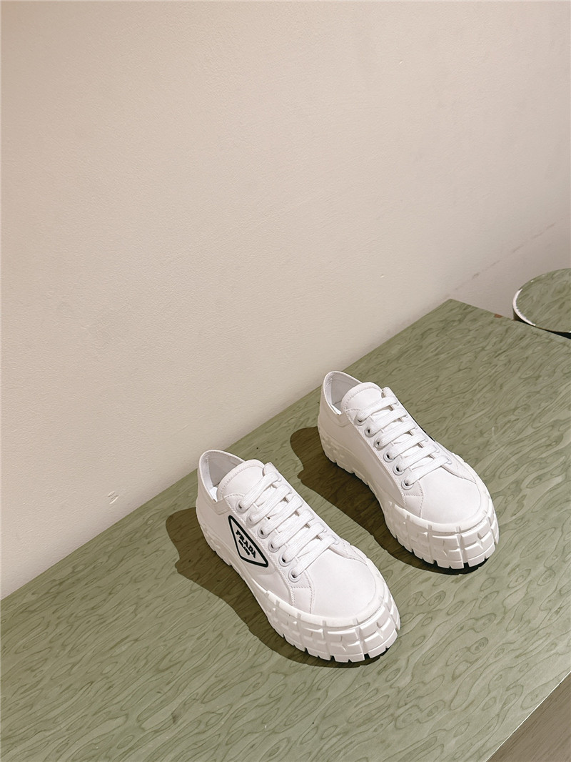 Pra*a double wheel re-nylon gabardine sneakers in white
