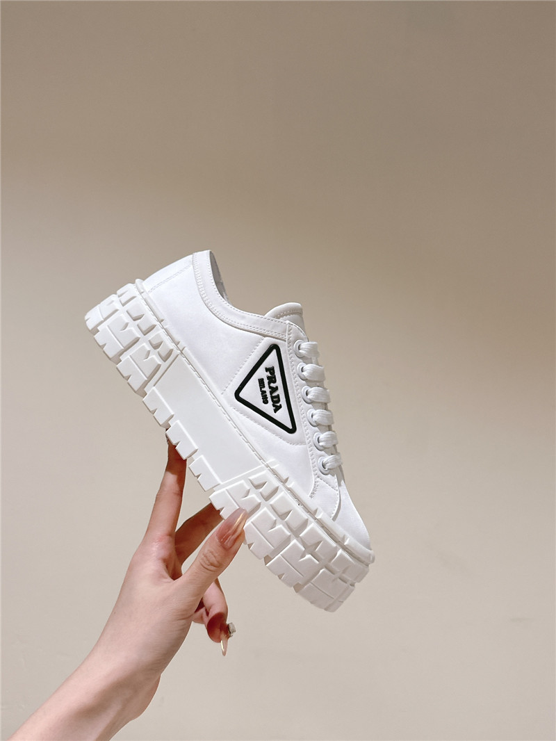 Pra*a double wheel re-nylon gabardine sneakers in white