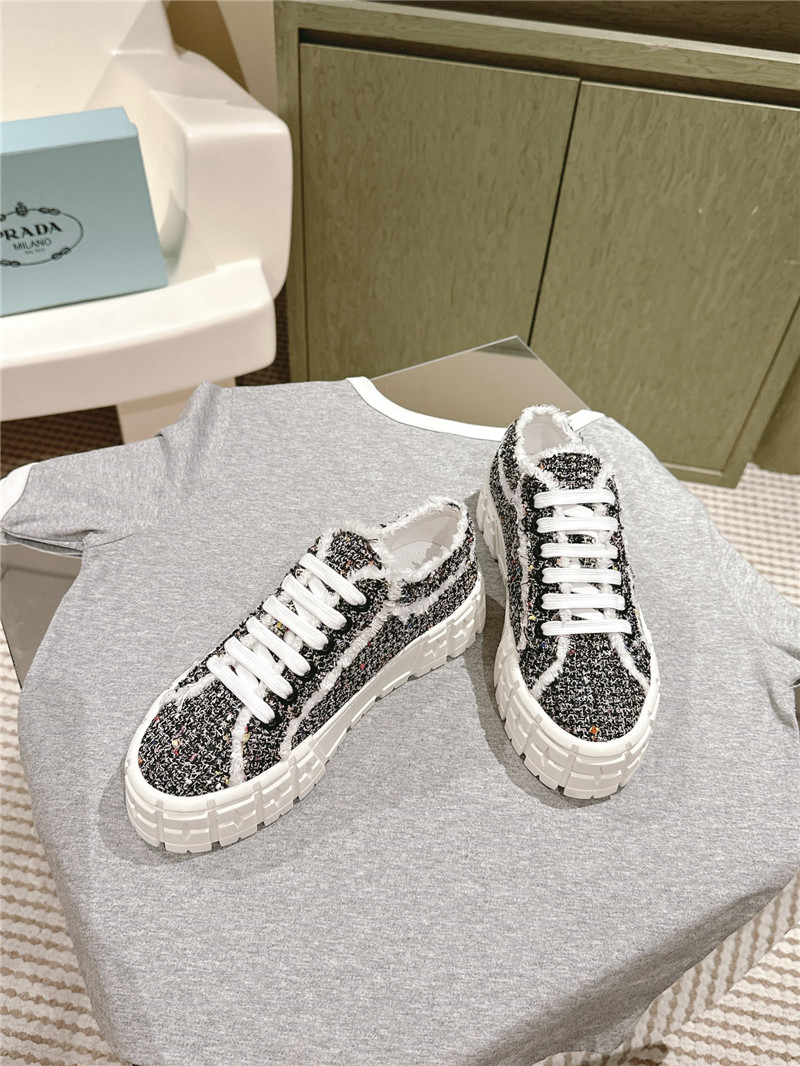 Pra*a double wheel tweed trainers in black