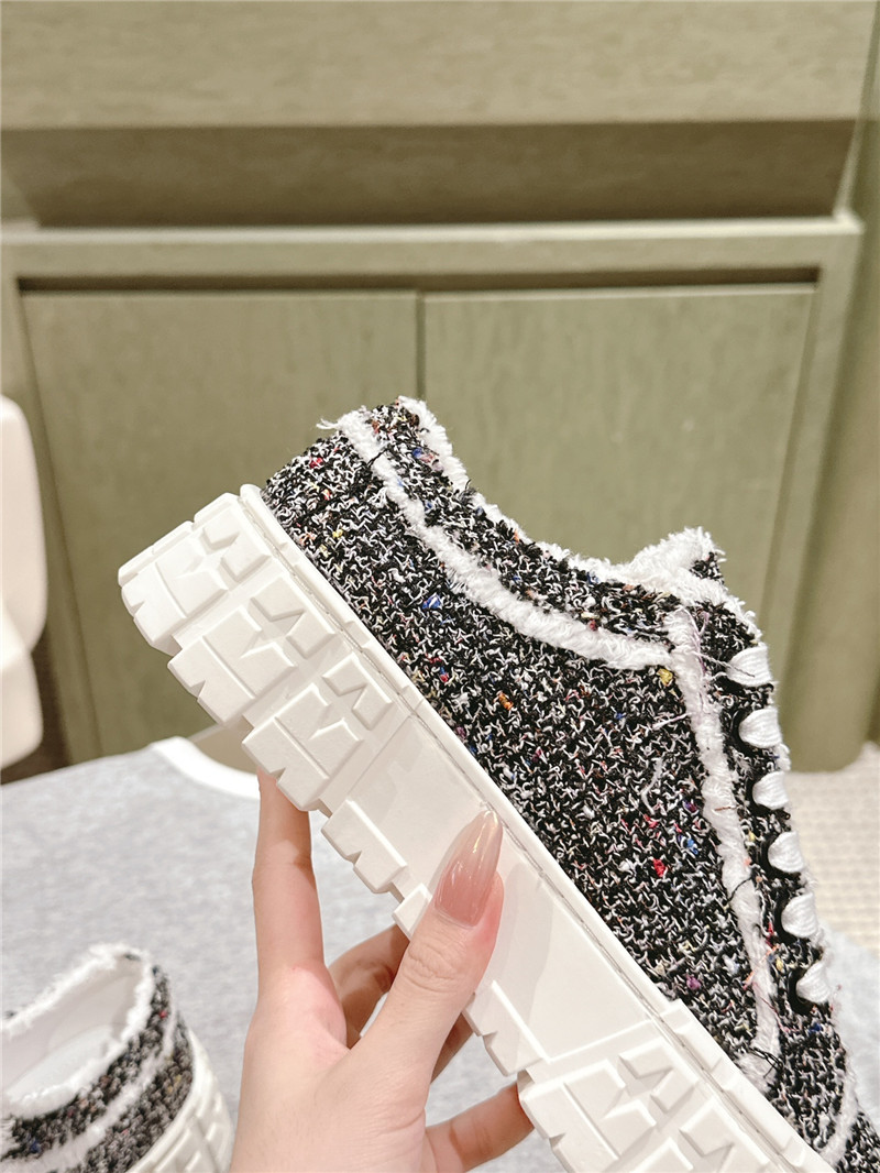 Pra*a double wheel tweed trainers in black