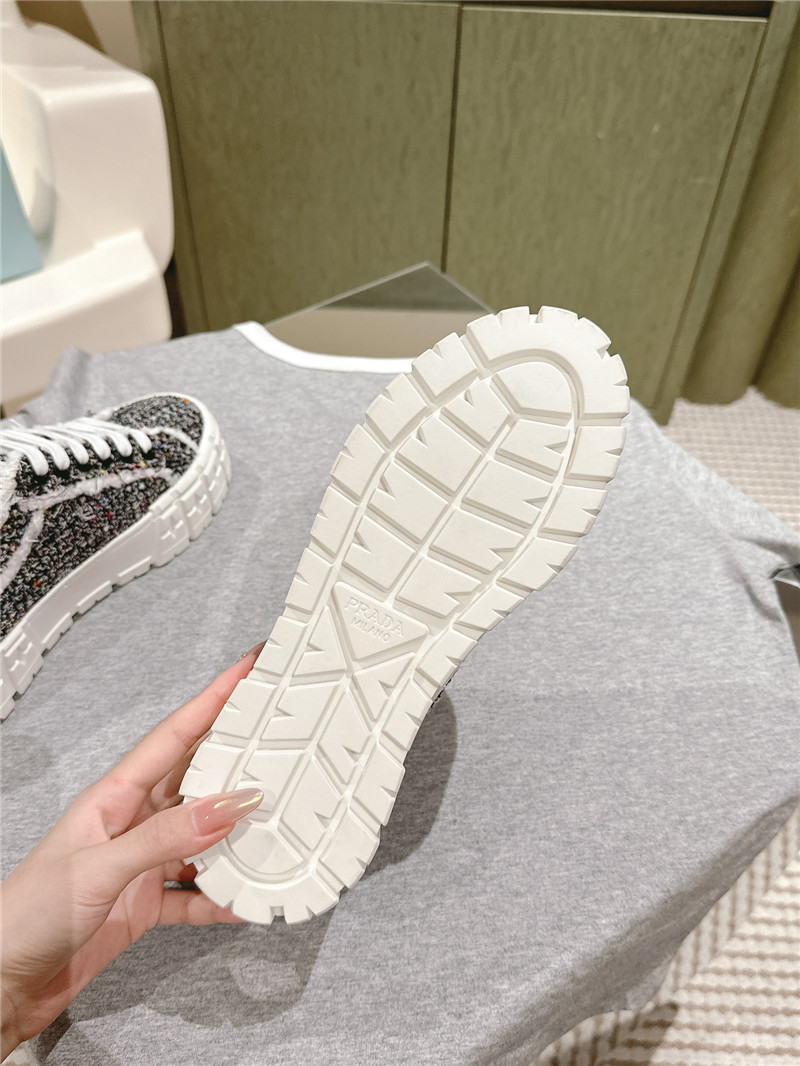 Pra*a double wheel tweed trainers in black