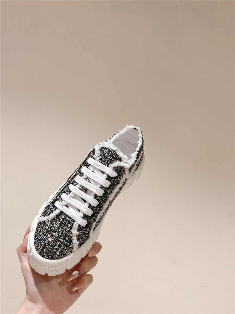 Pra*a double wheel tweed trainers in black