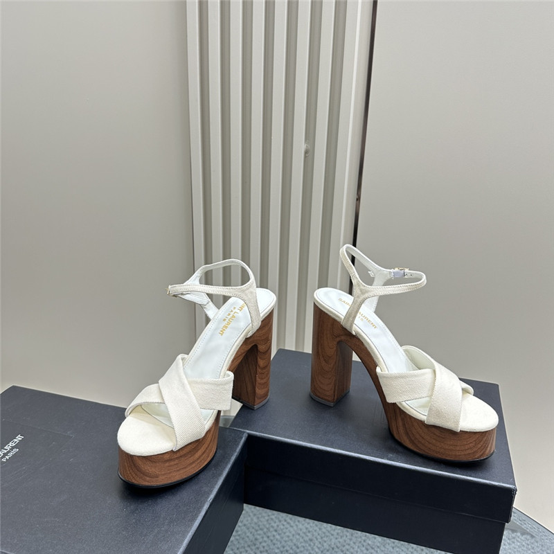 Sa1nt Lau*nt white wooden bianca platform sandals