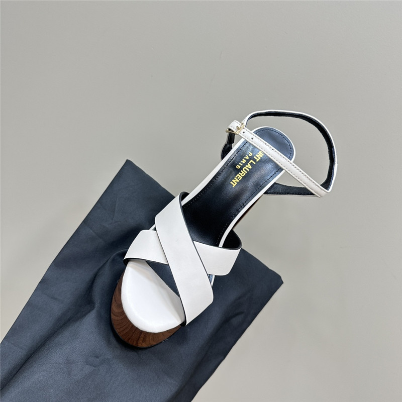 Sa1nt Lau*nt white and black wooden bianca platform sandals