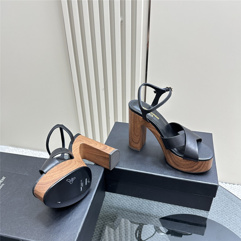 Sa1nt Lau*nt black wooden bianca platform sandals