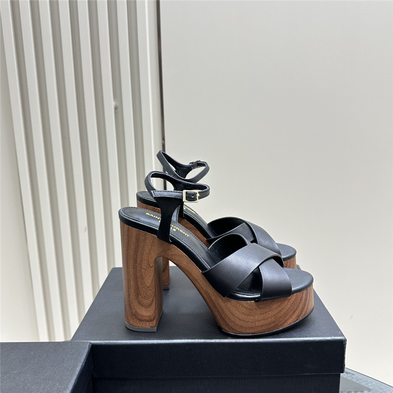 Sa1nt Lau*nt black wooden bianca platform sandals