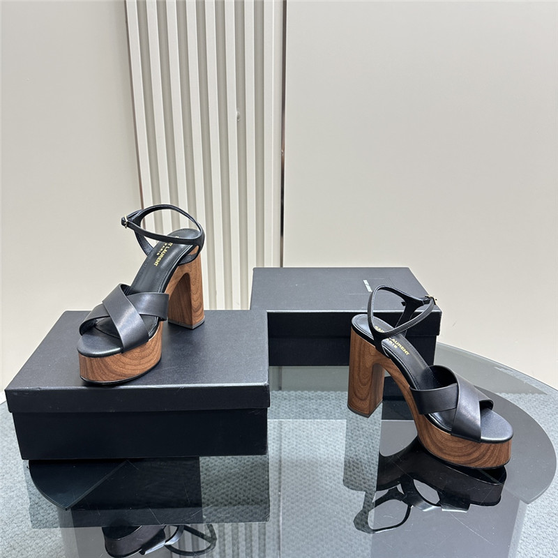 Sa1nt Lau*nt black wooden bianca platform sandals