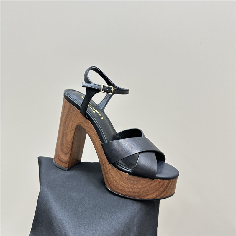Sa1nt Lau*nt black wooden bianca platform sandals