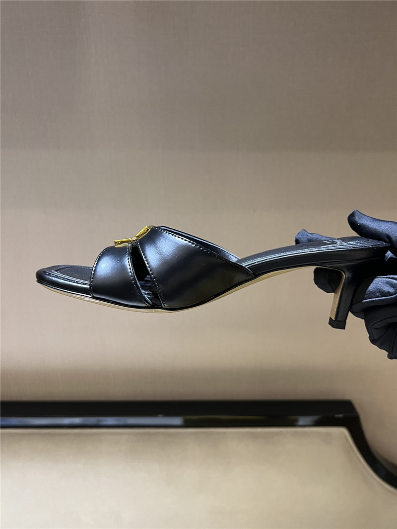 F**di ffold black leather medium-heeled sandals