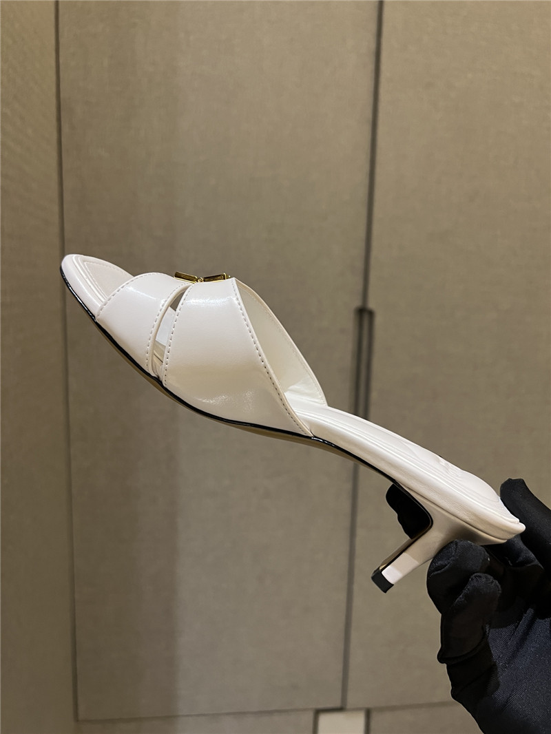 F**di ffold white leather medium-heeled sandals