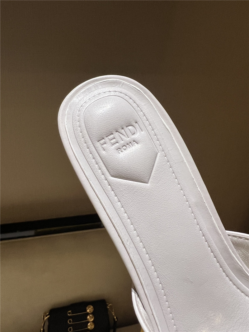 F**di ffold white leather medium-heeled sandals