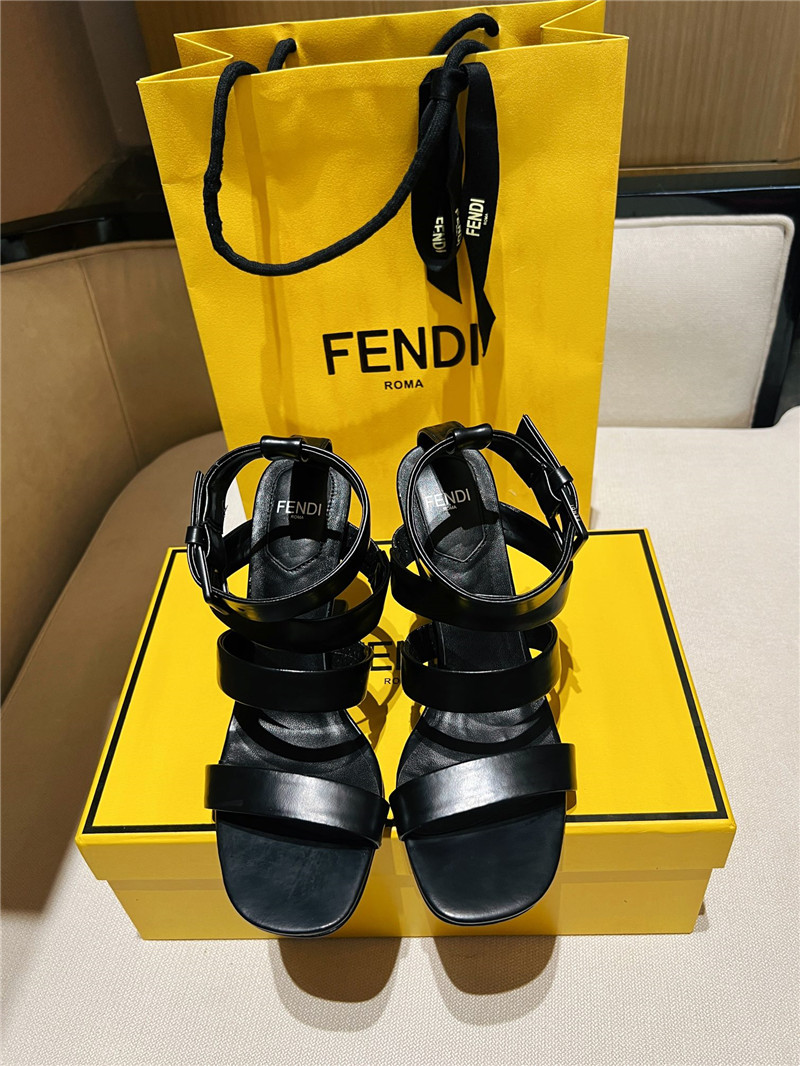 F**di first black strappy leather high-heeled sandals