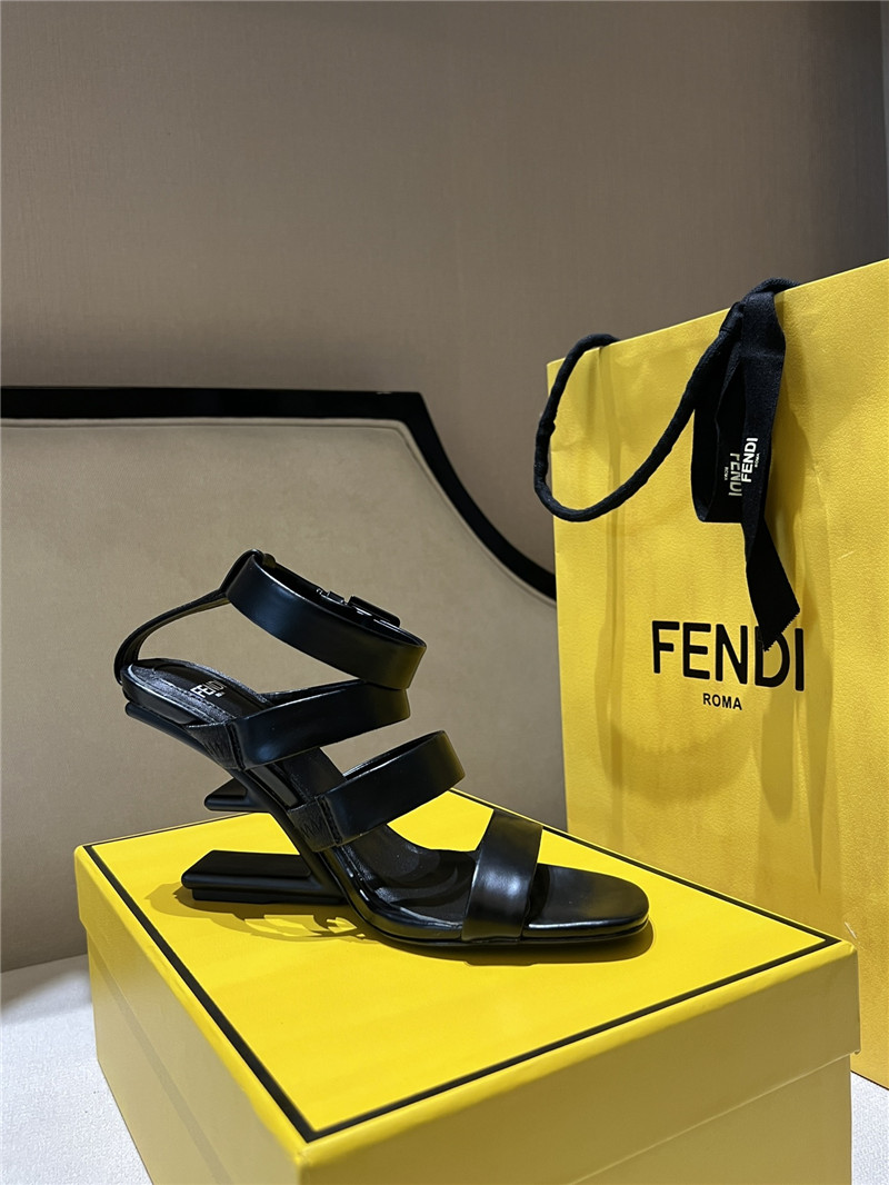 F**di first black strappy leather high-heeled sandals