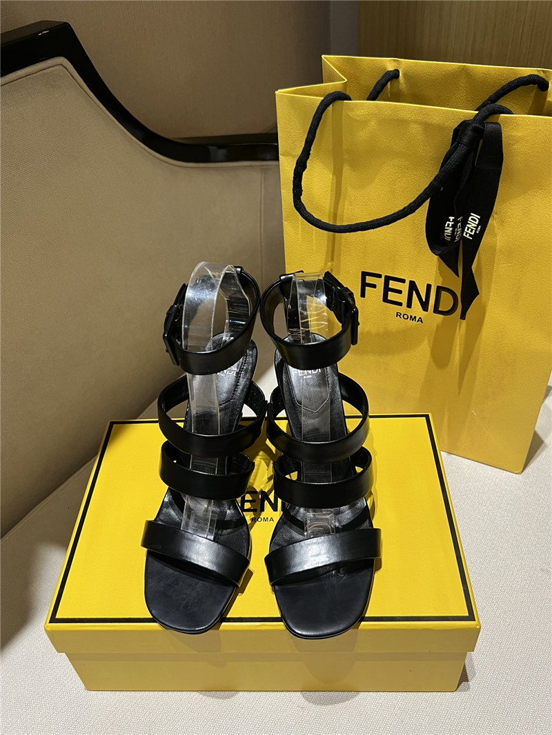 F**di first black strappy leather high-heeled sandals