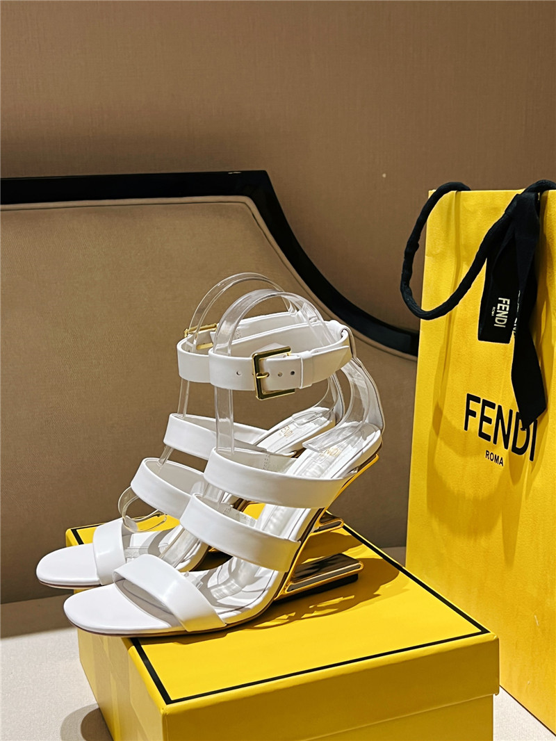 F**di first white strappy leather high-heeled sandals