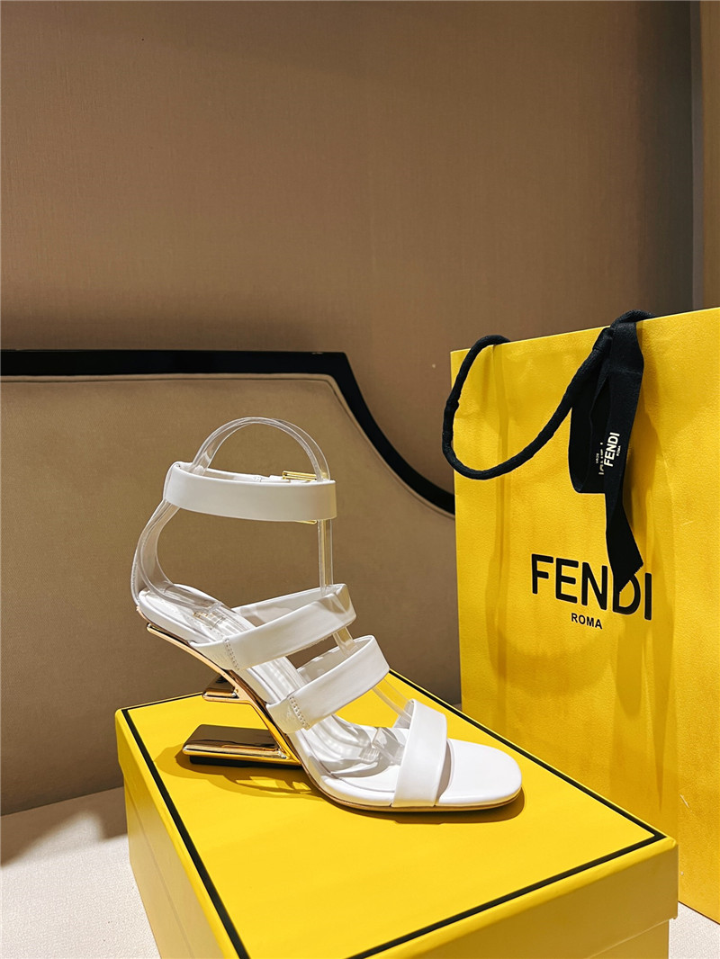 F**di first white strappy leather high-heeled sandals