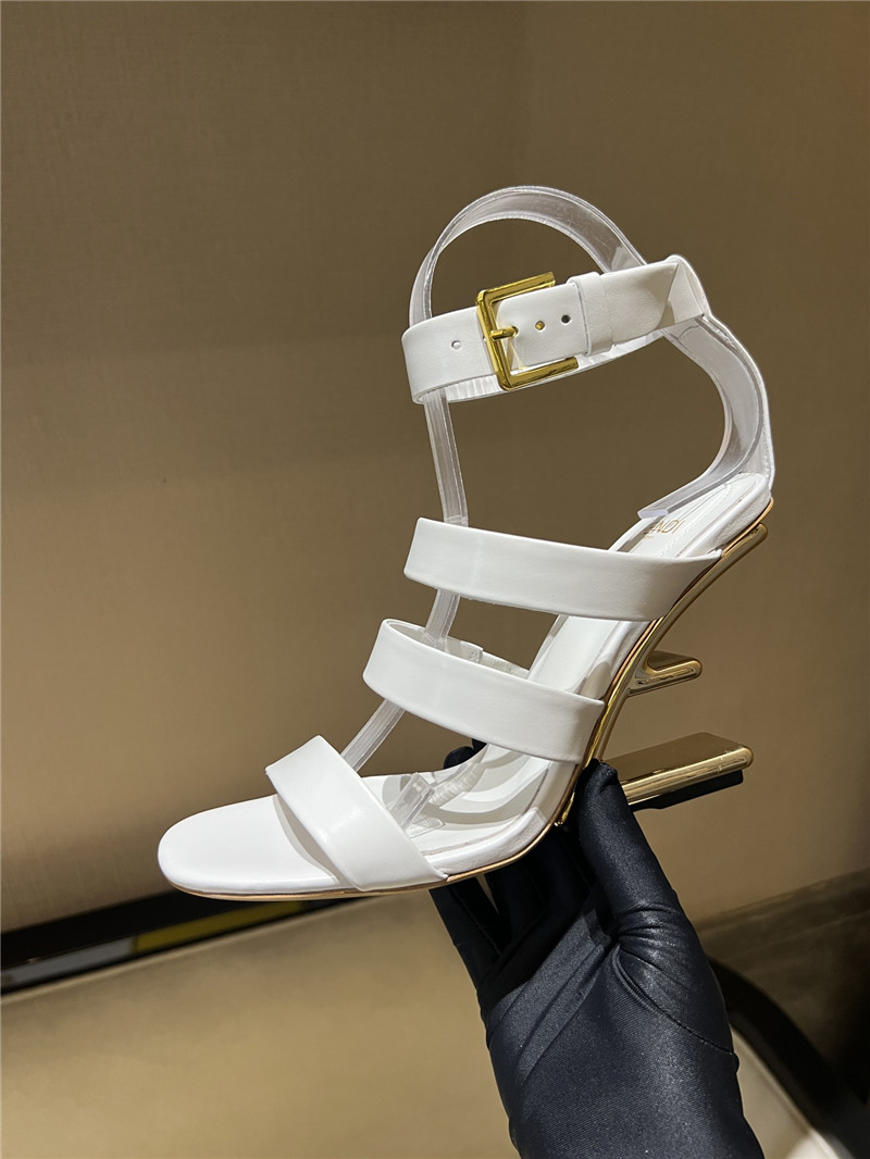 F**di first white strappy leather high-heeled sandals