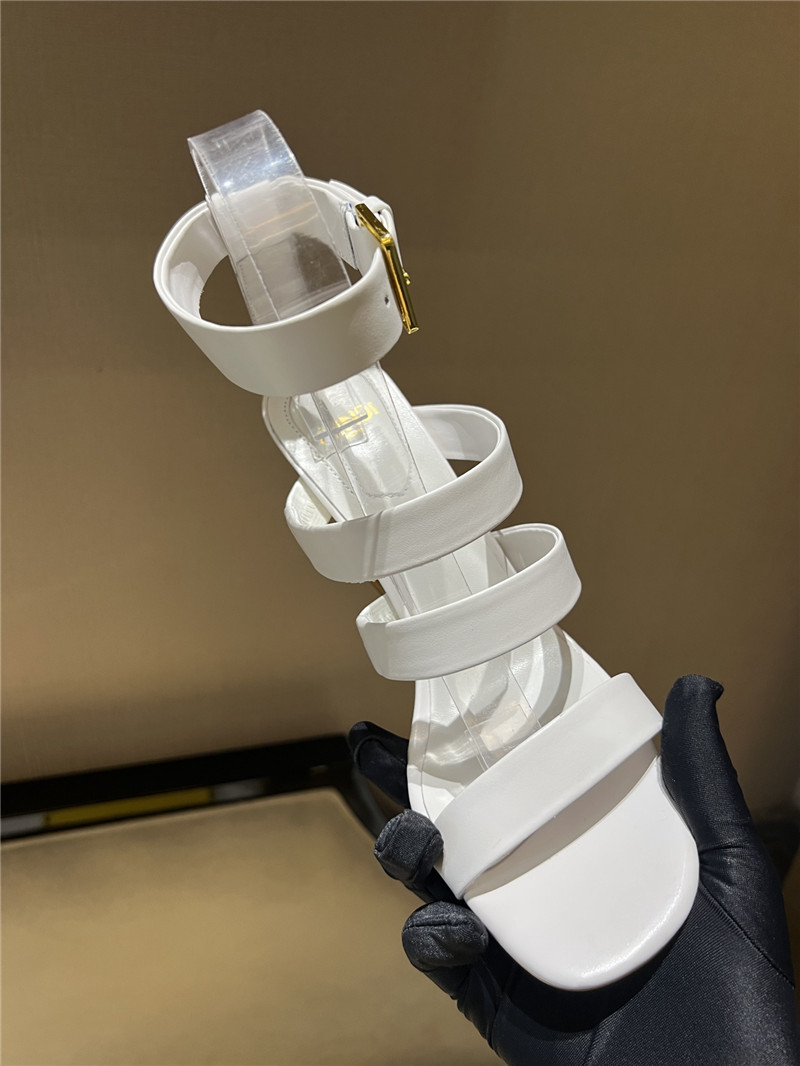 F**di first white strappy leather high-heeled sandals