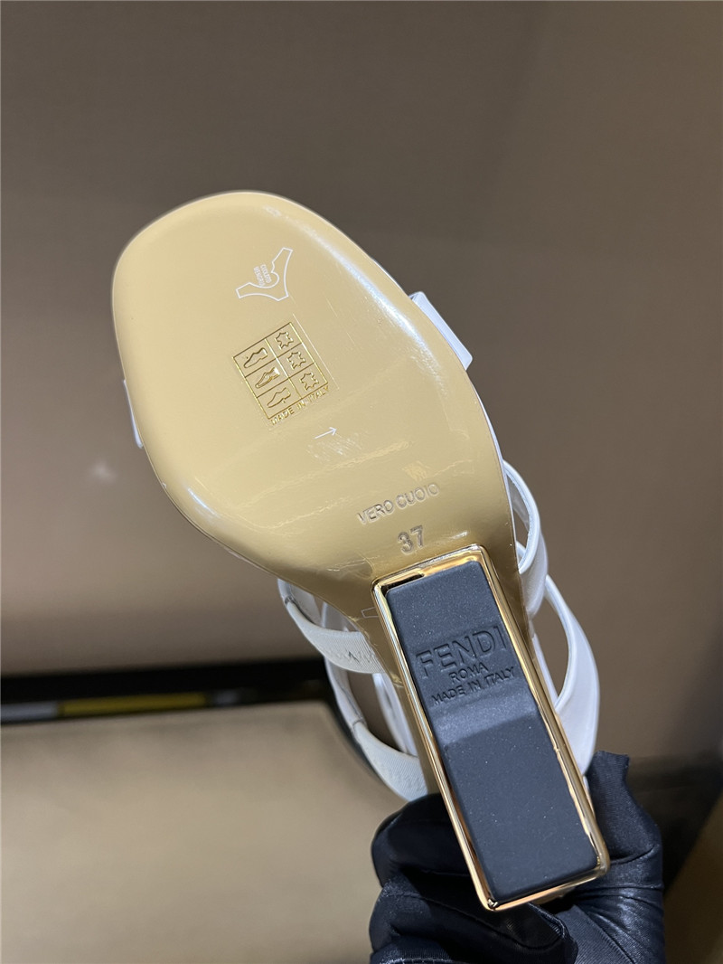 F**di first white strappy leather high-heeled sandals