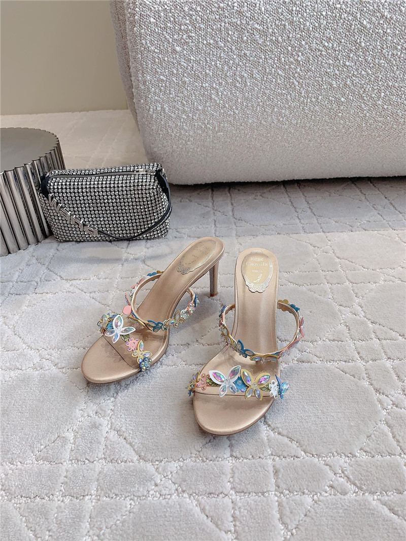 Rene Caovilla Jeweled Eden Nude Slider Sandal