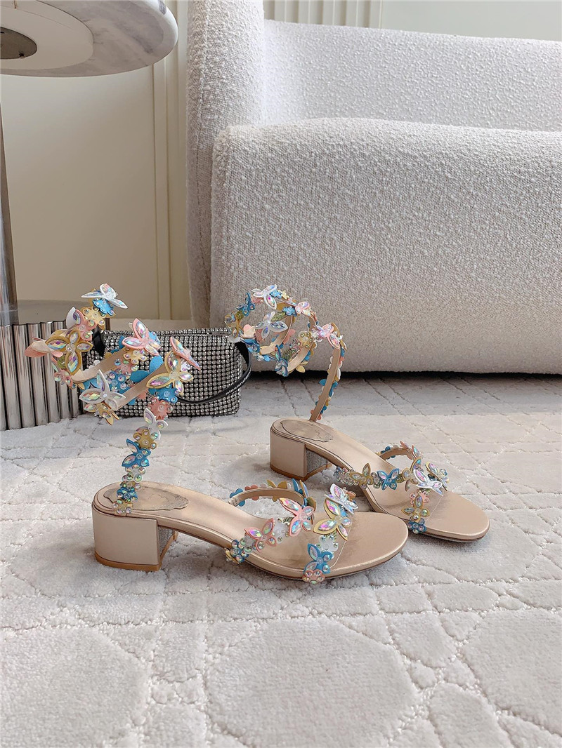 Rene Caovilla Jeweled Eden Nude Chunky Sandal