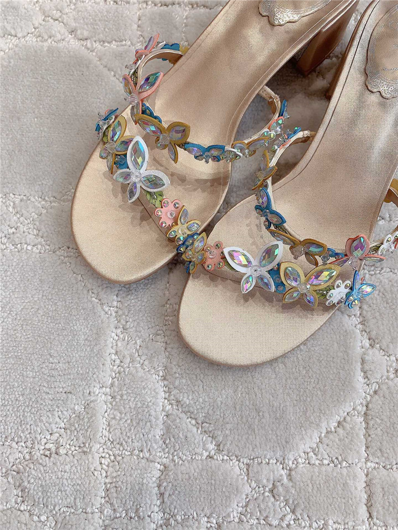 Rene Caovilla Jeweled Eden Nude Chunky Sandal