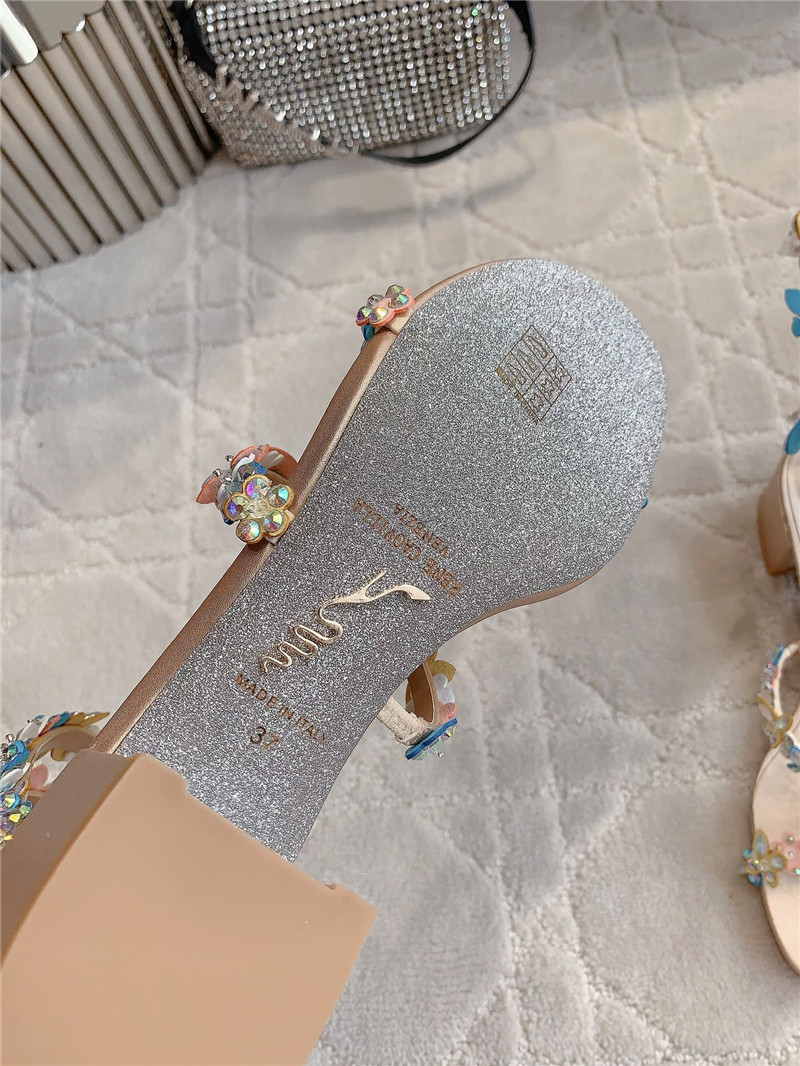 Rene Caovilla Jeweled Eden Nude Chunky Sandal