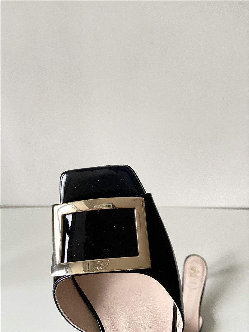 Roger Vivier Trompette Mules in Black Patent Leather