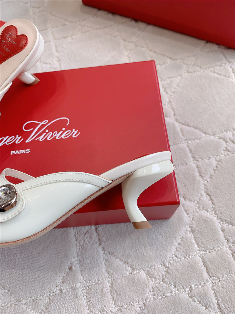 Roger Vivier Mary Jane Virgule Mules White and Pink Patent