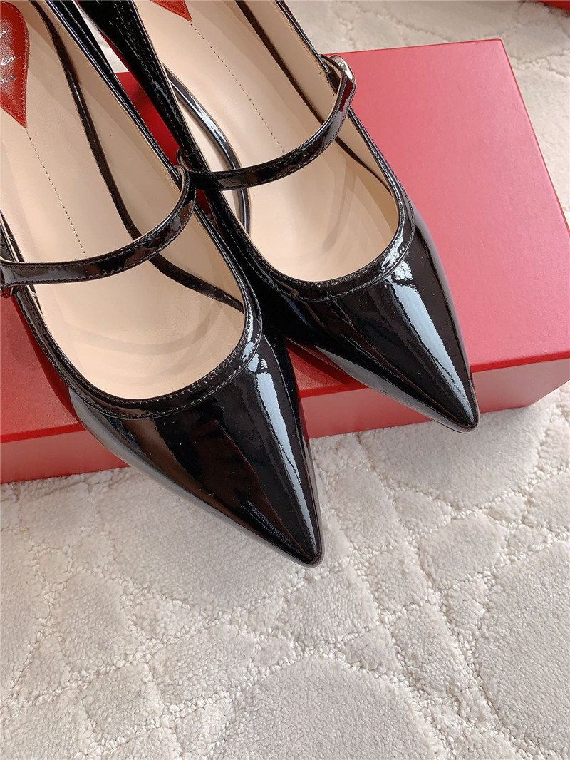 Roger Vivier Virgule Mary Jane Pumps Black Patent Leather