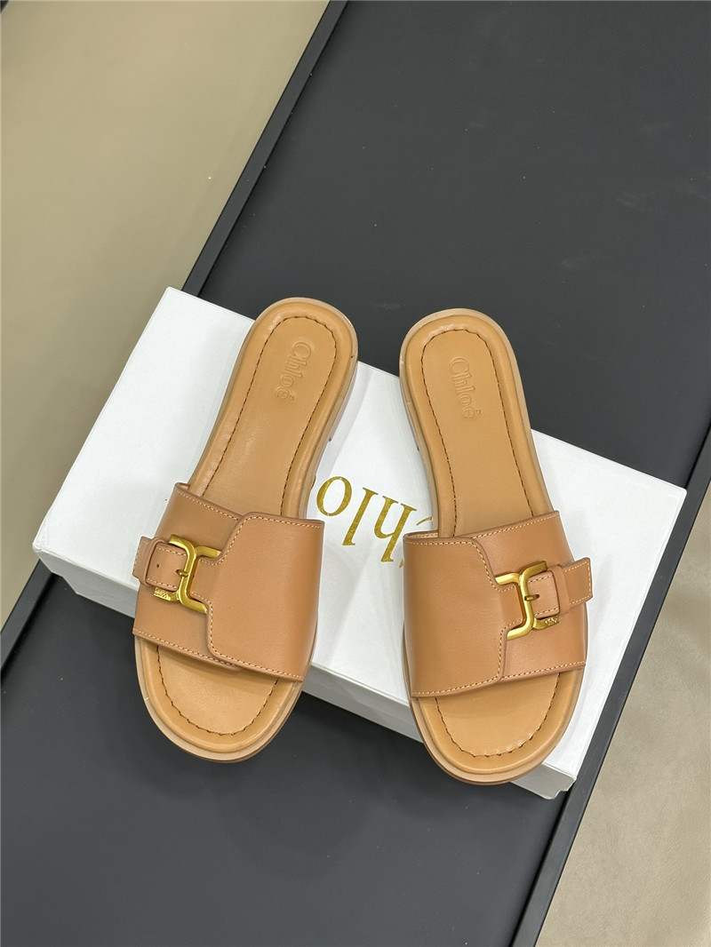 Chloé Marcie Beige Calfskin Slides