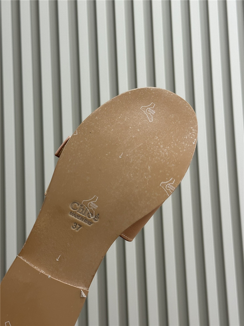 Chloé Marcie Beige Calfskin Slides