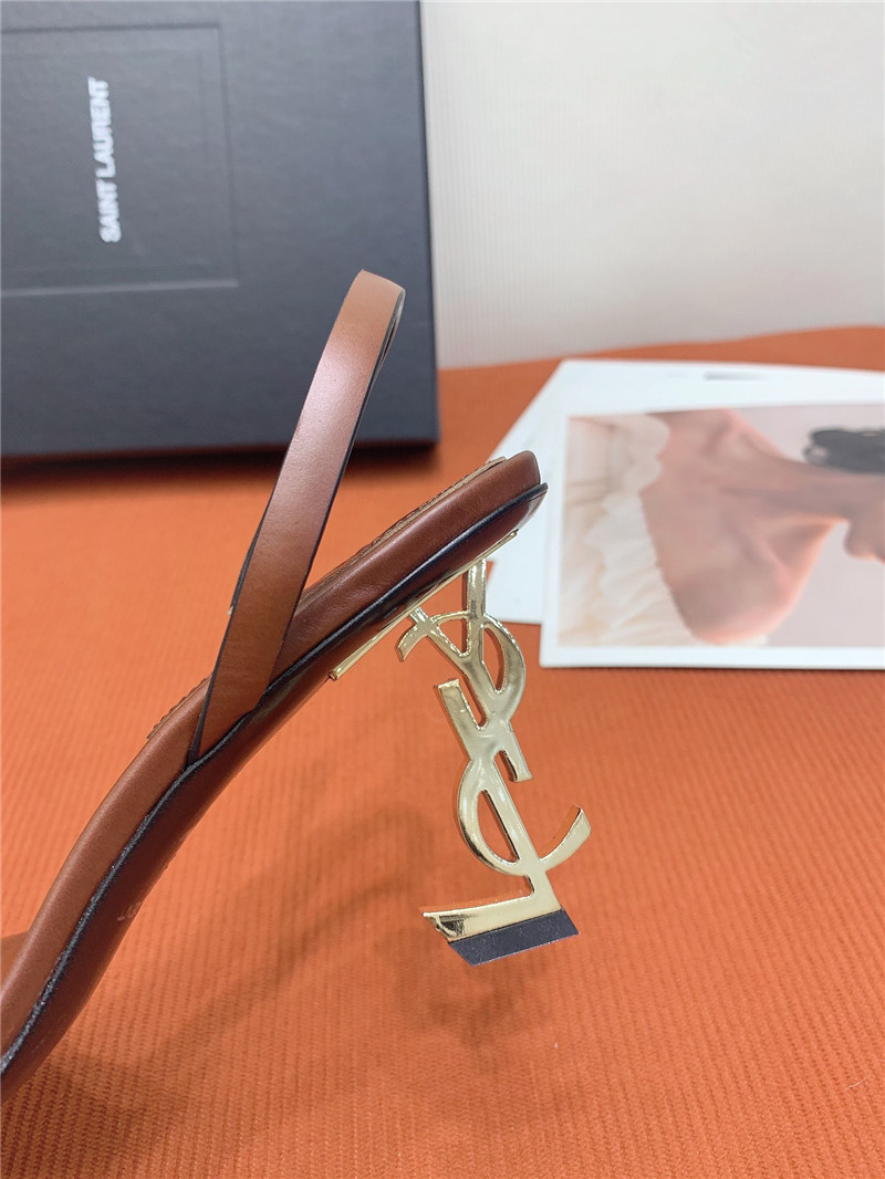 Sa1nt Lau*nt opyum slingback in brown glazed leather