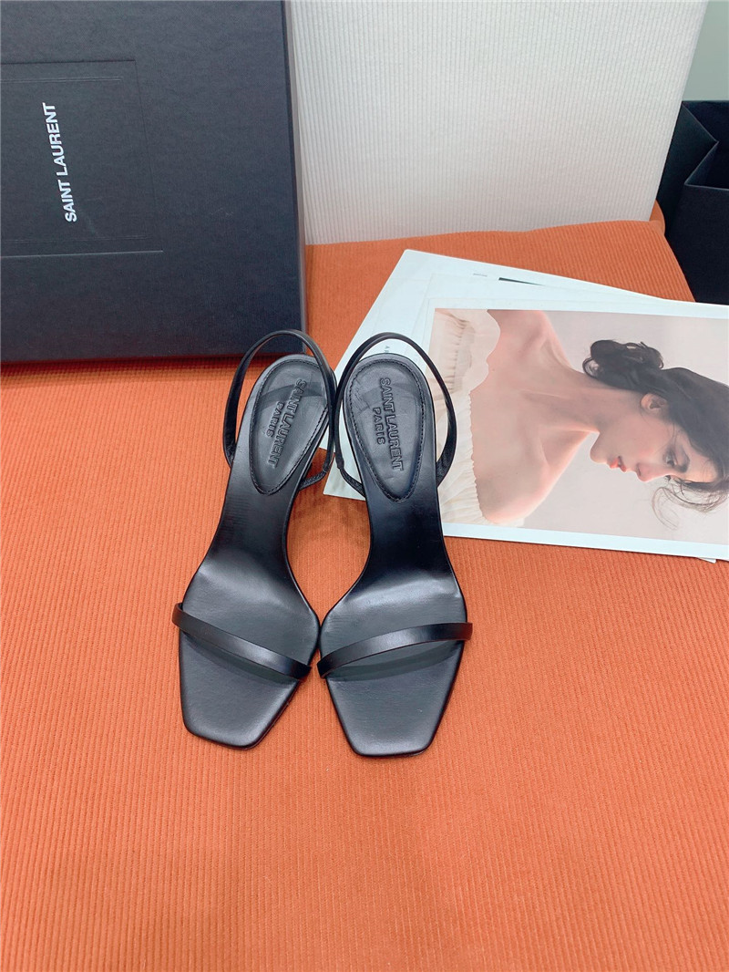 Sa1nt Lau*nt opyum slingback in black glazed leather