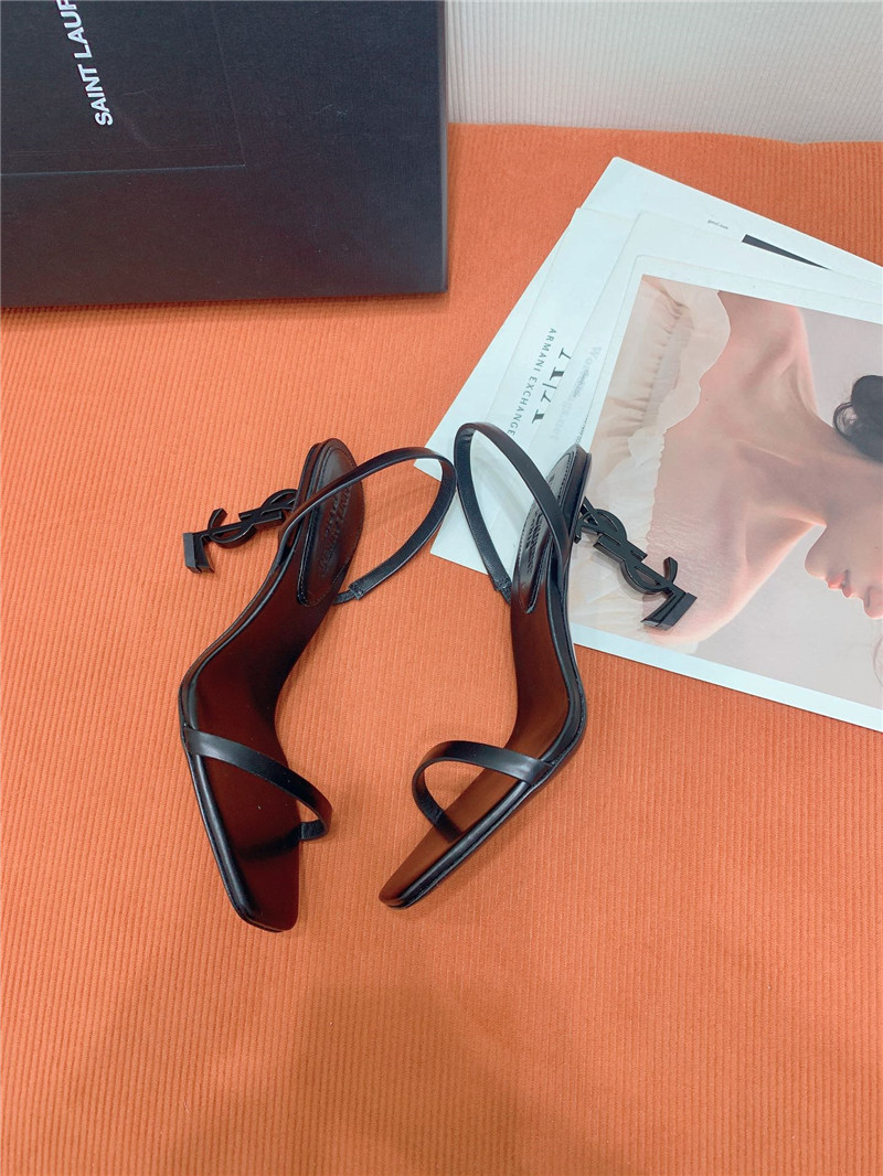 Sa1nt Lau*nt opyum slingback in black glazed leather