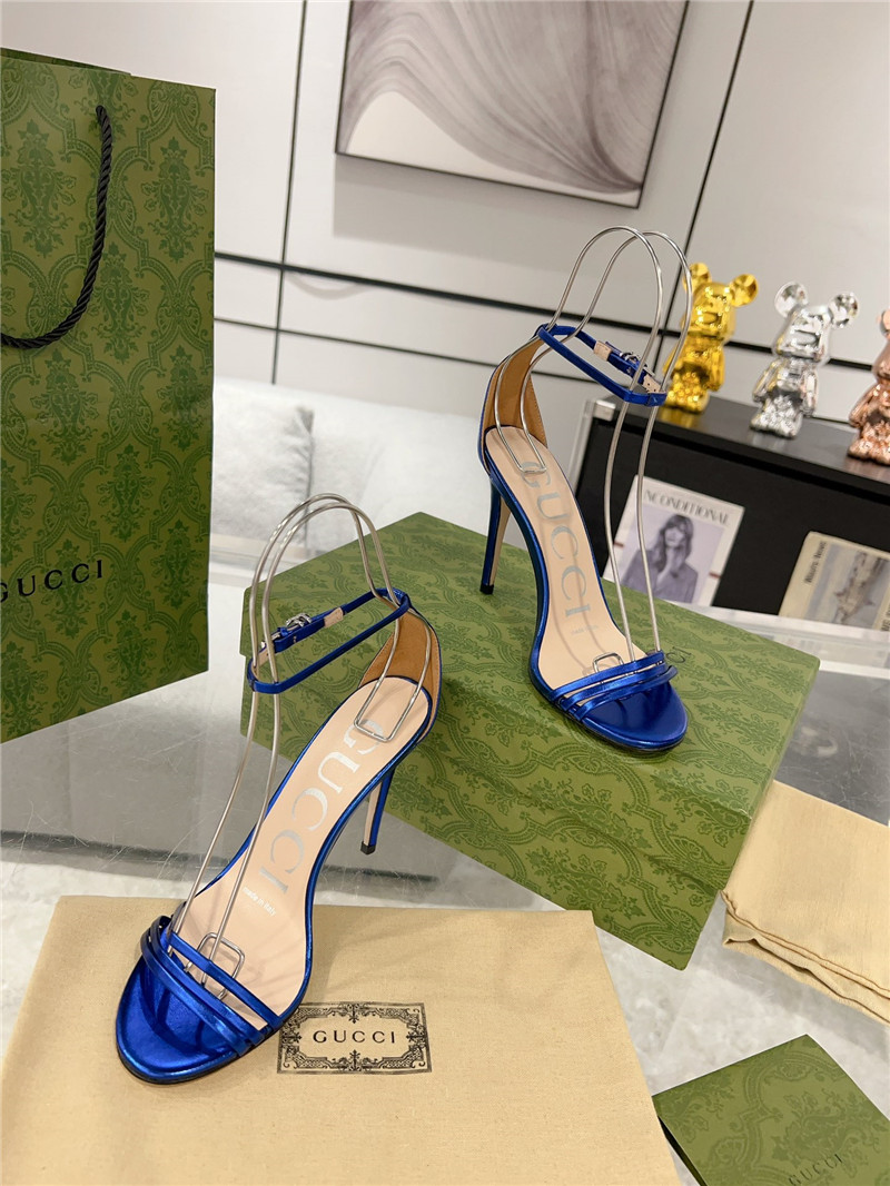 Gvc*1 gg metallic blue strappy heel sandals